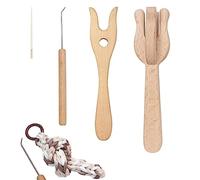 Lucet Tool | Wooden Braided Tools for Rug Making | Weaving Tools with Big Eye Needle, Portable Knitting Fork Set, Lucet Fork Crochet, Wooden Fork Braider Kit for Knitting Crafts Manolyee
