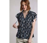 Weird Fish Lucetta Lenzing EcoVero™ Printed Viscose Blouse Black Iris Size 12