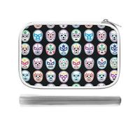Lucha Libre Mexican Wrestling Masks Pencil Case Holder Pouch Stationery Pen Bag PU Leather Organizer