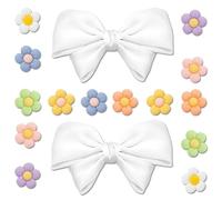 luchike 16Pcs Resin Flower Shoe Charms White Bow Shoe Charms Outdoor Sandals Decoration Beach Bag Charm Beach Sandals Decorations for Vacation Multicolor