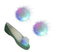 luchike 2 PCS 2.6 Inch Halloween Fluffy Shoe Clips Halloween White Pom Poms for Shoes Fairy Cosplay Costumes for Women Fairy Ballet Green Flats Shoe Balls