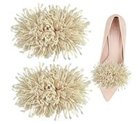 luchike 2 Pcs 3D Flower Shoe Clips - Unique Burned Edge Embellishment, Detachable Shoe Clips for Women Dress Shoes, High Heels Buckle for DIY Shoes Accessories (Ivory)