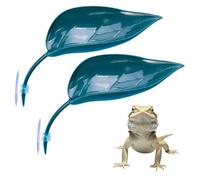 luchike 2 PCS Basking Platform Leaf Shape Basking Platform with Suction Cups Bearded Dragon Tank Accessories for Leopard Gecko Turtle Navy Blue
