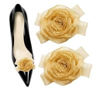 luchike 2 Pcs Light Gold Flower Shoe Clips Anti-Fall Shoe Decorations