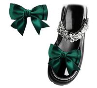 luchike 2 PCS Solid Color Shoe Clips with Ribbon Tail Detachable Satin Bow Shoe Clips Wedding Shoe Buckle Women Girls Shoe Decoration 21 Dark Green