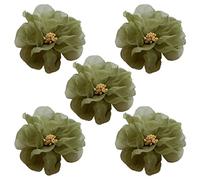 luchike 20 Pcs Yarn Artificial Flowers Handmade Fabric Flowers Novelty DIY Accessories for Hats Brooch Jewelry Shoes Buckle Making Olive Green