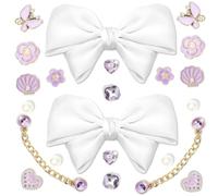 luchike 22 Pcs Butterfly Rhinestone Shoe Charms White Bow Shoe Charms Outdoor Beach Sandals Decorations Slippers Accessories Beach Bag Charm for Vacation