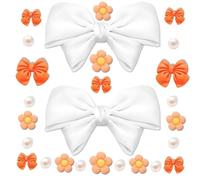 luchike 26PCS Pearl Flower Shoe Charms White Bow Shoe Charms Garden Shoes Decorations Beach Sandals Decorations for Vacation