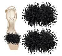 luchike 2Pcs 3D Flower Clips - Unique Burned Edge Embellishment, Detachable High Heels Buckle for DIY Shoe Accessories, Flip Flop Charms for Sandals, Clip on Shoe Embellishments Black