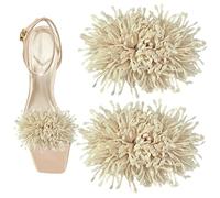 luchike 2Pcs 3D Flower Clips - Unique Burned Edge Embellishment, Detachable High Heels Buckle for DIY Shoe Accessories, Flip Flop Charms for Sandals, Clip on Shoe Embellishments Beige