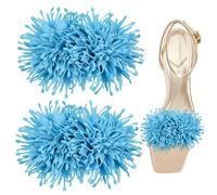 luchike 2Pcs 3D Flower Clips - Unique Burned Edge Embellishment, Detachable High Heels Buckle for DIY Shoe Accessories, Flip Flop Charms for Sandals, Clip on Shoe Embellishments Lake Blue