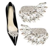 luchike 2Pcs Angel Wings Shoe Clips Anti-Fall Rhinestone Shoe Clips Silver