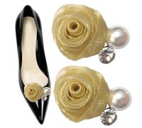 luchike 2Pcs Tulle Rose Flower Shoe Clips Anti-Fall Shoe Decorations Yellow