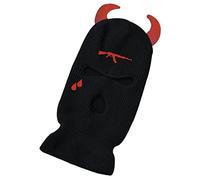 luchike AK Tears Ski Mask with Devil Horns 3 Hole Balaclava Full Face Cover Face Mask Knit Thermal Hat for Skiing Cycling Climbing Black