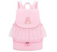 Luchike Drawstring Backpack Dance Bag for Girls -Initial Letter Ballet with Separate Shoe Sports Gym Bag Girls Swim Beach, Pink, L, A