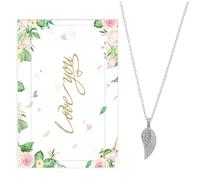 luchike Wings Necklace Girlfriend Happy Birthday or Anniversary Card Wings Pendant Necklace Love Cards for Her Message Card for Woman