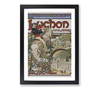 Luchon by Alphonse Mucha Framed Print | A2 Black Framed Wall Art | Ready to Hang | Modern Nature Picture | Living Room Bedroom Lounge Office