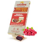 LUCHOS Natural Energy Bars Blocks for Running, Hiking, Cycling, Sports Nutrition, Healthy Snacks, High Carb, Protein, Vegan and Gluten Free, Guava and Raspberry, 10 Pieces