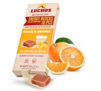 LUCHOS Natural Energy Bars Blocks for Running, Hiking, Cycling, Sports Nutrition, Healthy Snacks, High Carb, Protein, Vegan and Gluten Free, Guava and Orange, 10 Pieces