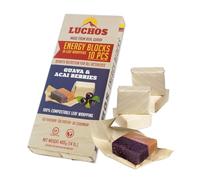 LUCHOS Natural Energy Bars Blocks for Running, Hiking, Cycling, Sports Nutrition, Healthy Snacks, High Carb, Protein, Vegan and Gluten Free, Guava and Acai Berry, 10 Pieces