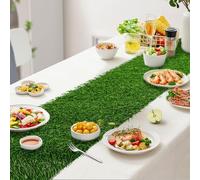 Luchuan Artificial Grass Table Runner, Grass Table Runner for Wedding Party, Birthday, Banquet, Baby Shower, Home Decoration (14" x 78.8")