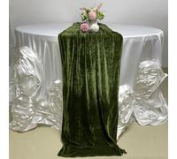 Luchuan Moss Green Velvet Table Runner, 11ft Luxurious Wedding Reception Decorations Soft Velvet Fabric, Table Runner Overlay for Wedding Event Table Decorations (Grass Green, 20X132inch,2 Pieces)