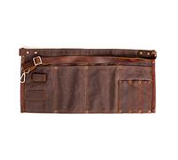 Luchuan Waterproof Waxed Canvas Tool Apron With the Adjustable Genuine Leather Belt (brown)