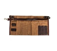 Luchuan Waterproof Waxed Canvas Tool Apron With the Adjustable Genuine Leather Belt (Khaki)