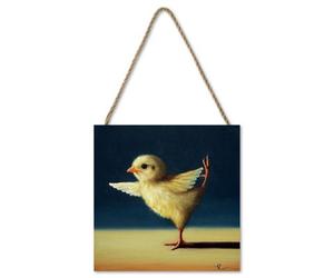 Lucia Heffernan Yoga Chick Dancer Pose Yoga Pose Wooden Block Yellow/orange/dark Blue (20Cm X 20Cm X 2.7Cm)
