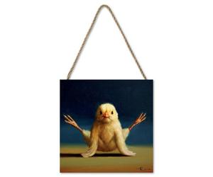 Lucia Heffernan Yoga Chick Firefly Wooden Block Yellow/orange/navy (20Cm X 20Cm X 2.7Cm)