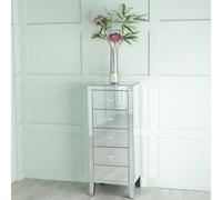 Lucia Narrow Chest - 5 Drawer - Mirrored