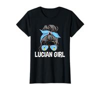 Lucian Girl Messy Bun Hair St. Lucia Flag T-Shirt