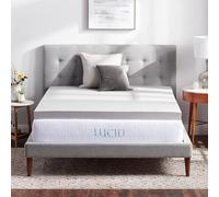 LUCID 3" Memory Foam Bamboo Charcoal Mattress Topper - Mattress Topper 90 x 200 cm, Grey