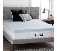 LUCID 4 Inch Gel Memory Foam Mattress Topper-Ventilated Design-Ultra Plush-Queen