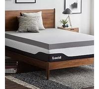 LUCID Bamboo Charcoal Memory Foam Mattress Topper 10 cm - Mattress Topper 140 x 190 cm, Grey