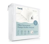 LUCID Zippered Encasement Pillow Protector - Waterproof, Allergen Proof, Bed Bug Proof Protection - 15 Year Warranty - Vinyl Free - Standard Size - Set of 2, White