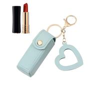 Lucidal Leather Lipstick Case, Mini Lipstick Organizer | Travel Lipstick Bag, Elegant and Portable Mini Lipstick Case in PU Leather with Love Pendant for Lipstick, Lucidal, Light Blue, Fare