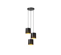 Lucide Almelo pendant light, 3-bulb, round, black/gold, metal