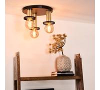 Lucide Anaka 3 Arm Flush Ceiling Light - Black & Gold
