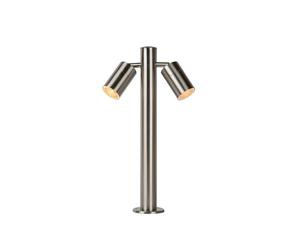 Lucide Arne Adjustable 2 Light LED Outdoor Post Light In Satin Chrome Finish