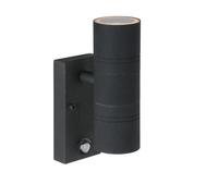 Lucide Arne-Led Modern Up Down Wall Spotlight Outdoor, Pir Sensor 6,3Cm - Led - Gu10 - 2X5W 2700K - Ip44 - Black