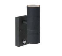 Lucide Arne 2 Light LED Outdoor Up & Down Wall Fitting In Black Finish with PIR Sensor