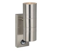 Lucide Arne Led Outdoor Up & Down Wall Light With Pir Sensor Satin Chrome