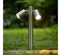 Lucide Arne Adjustable 2 Light LED Outdoor Post Light In Satin Chrome Finish