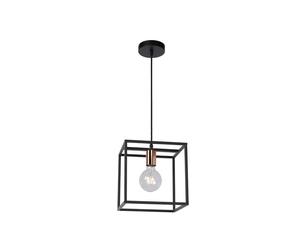 Lucide Arthur Single Light Ceiling Pendant In Black And Copper Finish