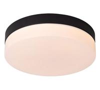 Lucide LED bathroom ceiling lamp Biskit, black, Ø 23 cm, plastic