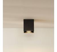 Lucide Bodi downlight, angular, black, GU10, 1-bulb, aluminium