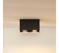 Lucide Bodi downlight, angular, black, GU10, 2-bulb, aluminium
