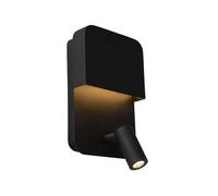 Lucide Boxer Wall Light with LED Reading Light and USB Charging Port - Black