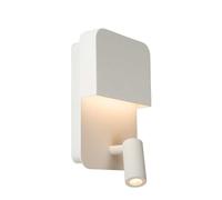Lucide Boxer Wall Light with LED Reading Light and USB Charging Port - White